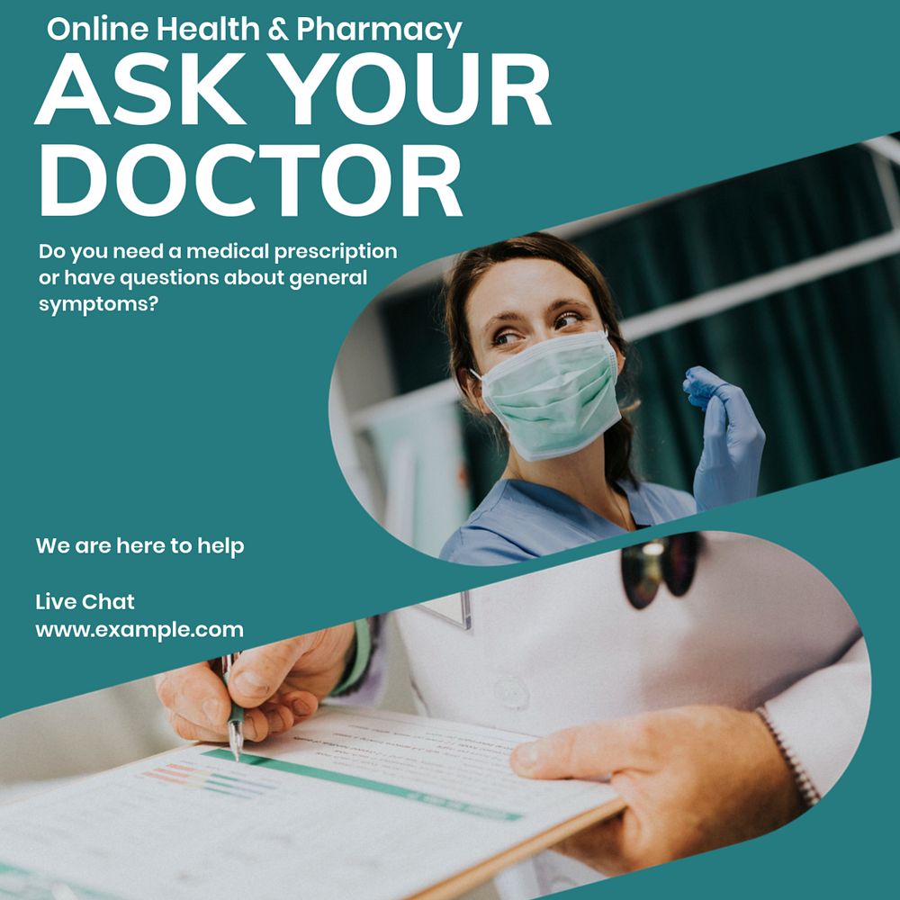 Online doctor Instagram post template, editable text