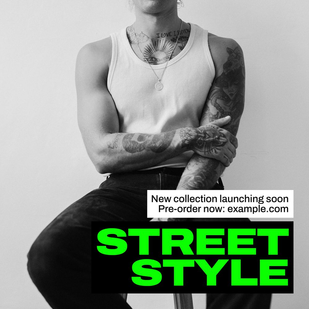 Street style Instagram post template, editable text