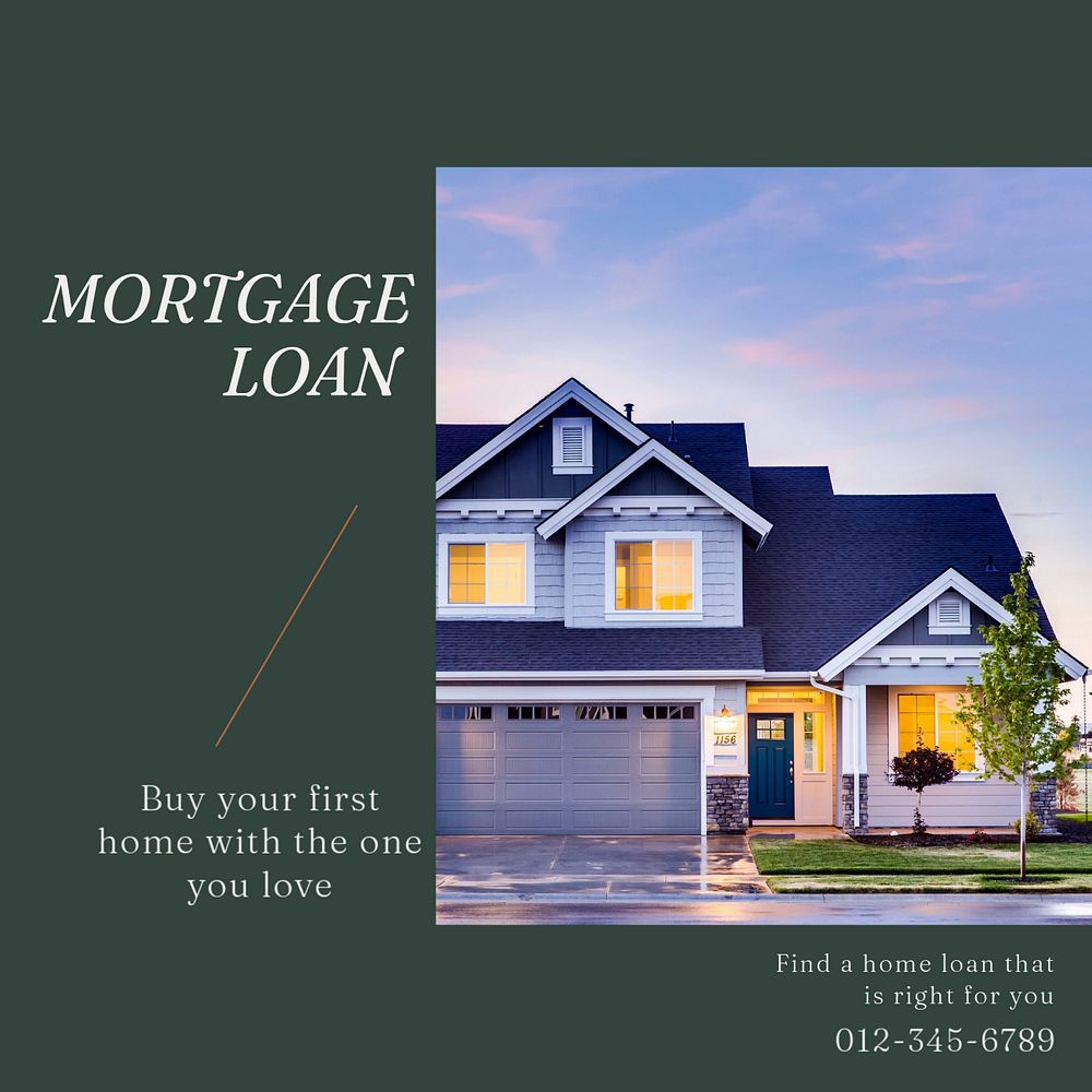 Mortgage loan Instagram post template, editable text