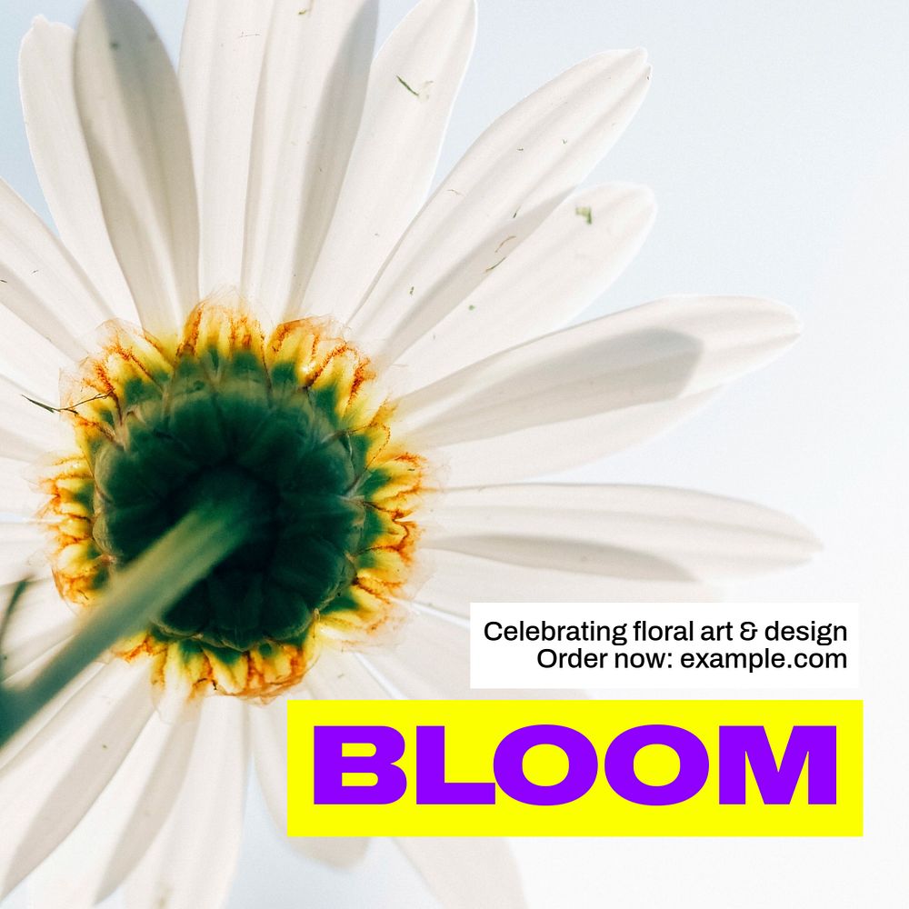 Bloom Instagram post template, editable text