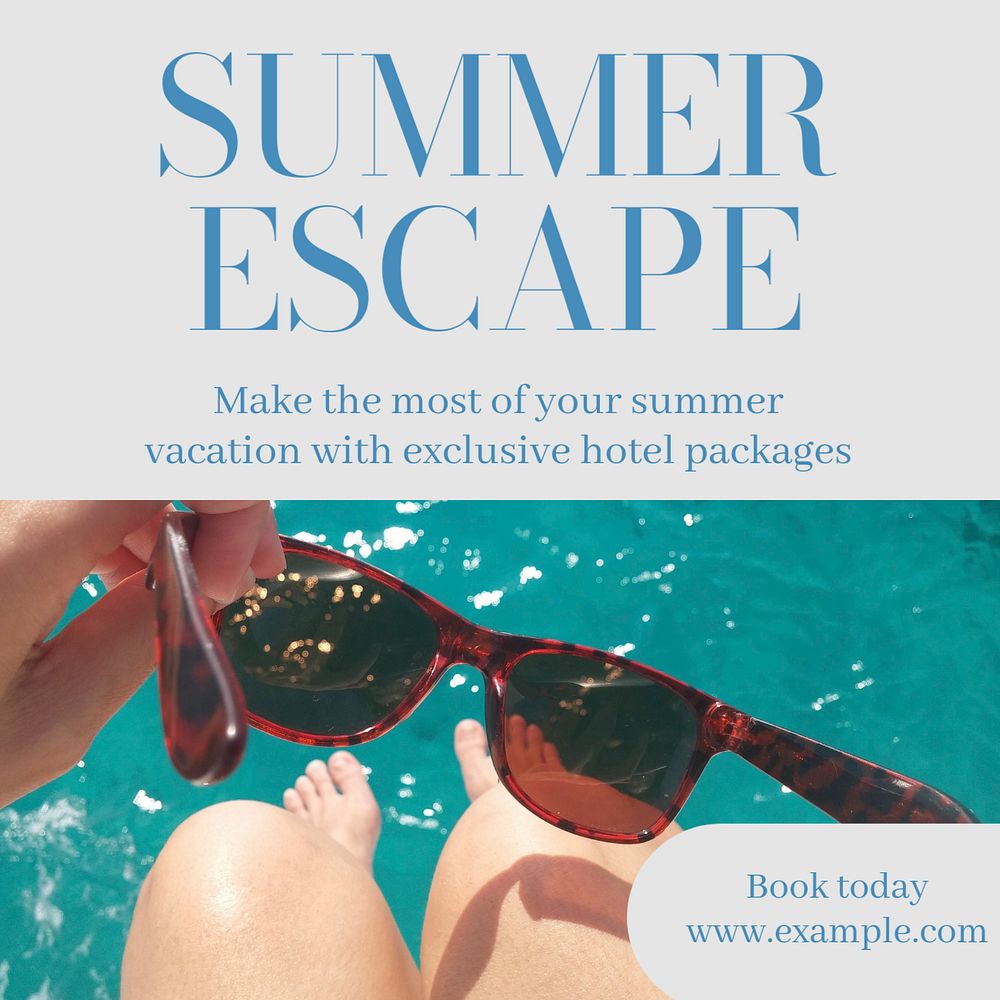 Summer escape Instagram post template, editable text