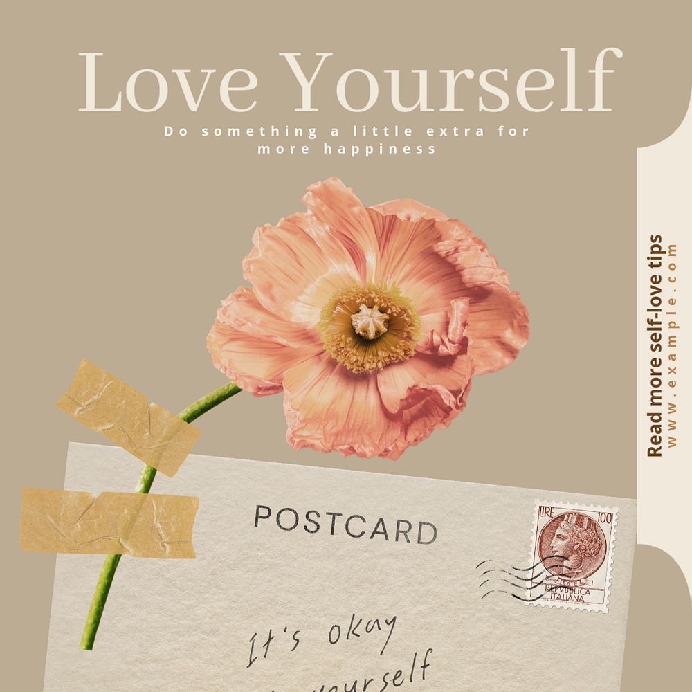 Love yourself Instagram post template, editable text