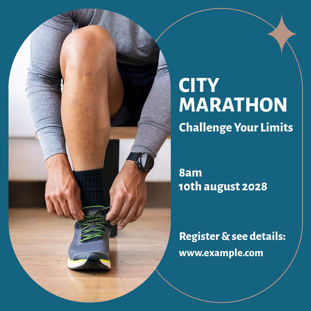 City marathon Instagram post template, editable text