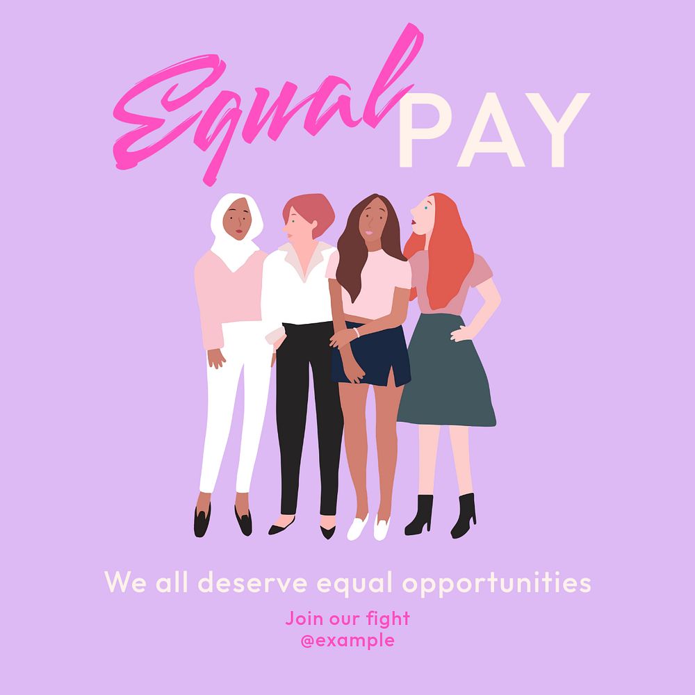 Equal pay Instagram post template, editable text