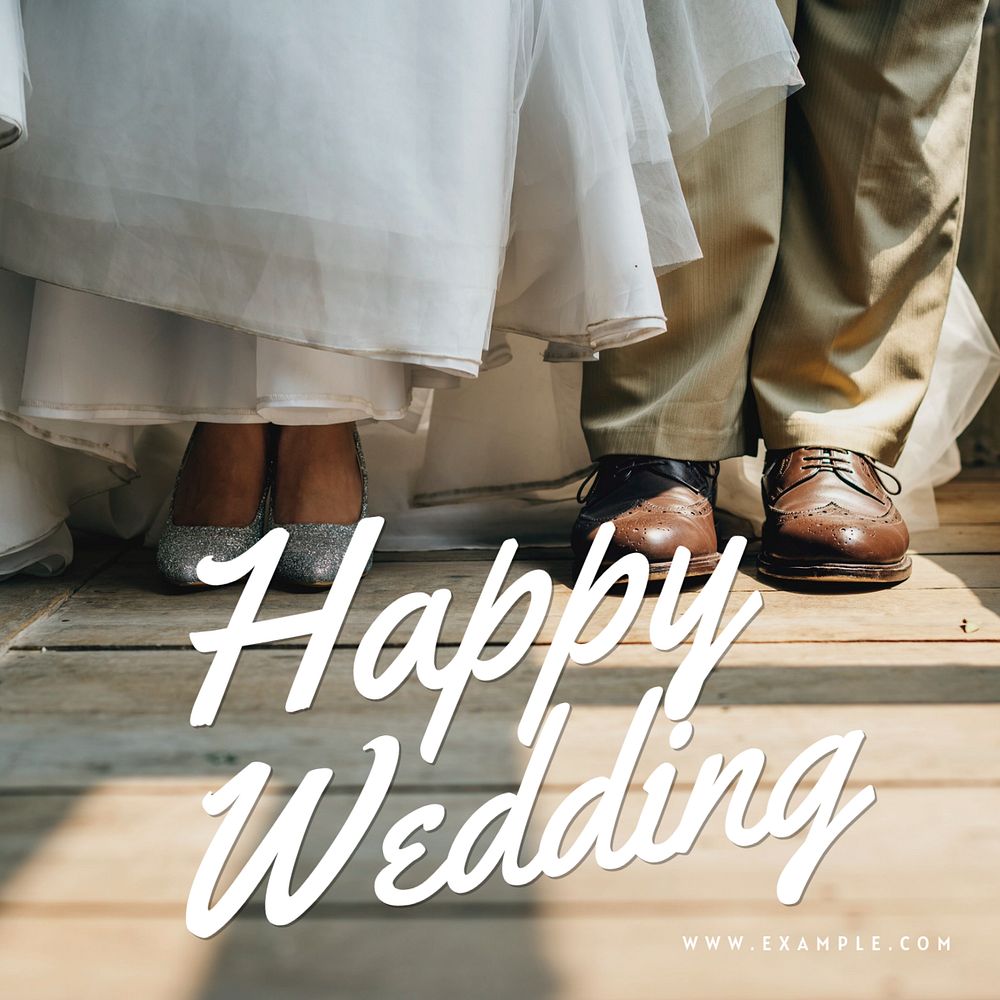 Happy wedding Instagram post template, editable text