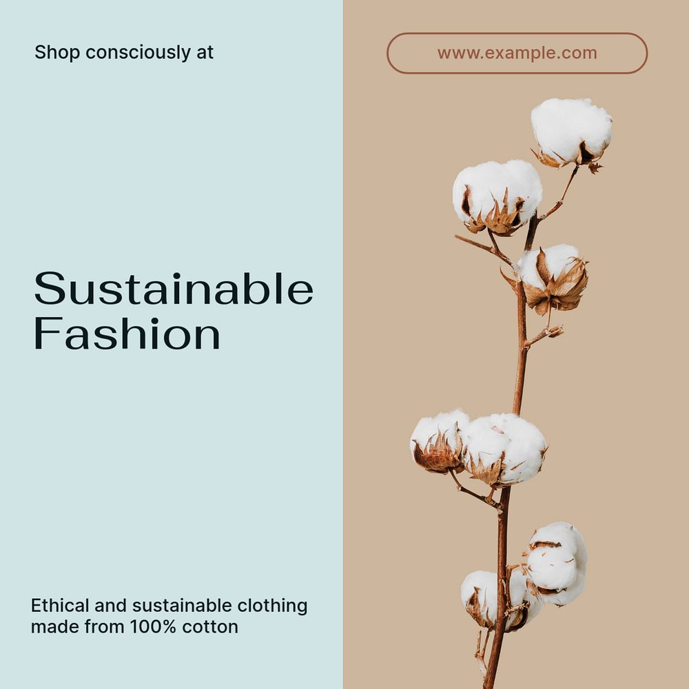 Sustainable fashion Instagram post template, editable text