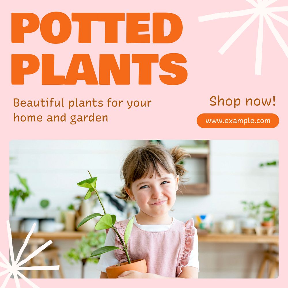 Potted plants Instagram post template, editable text