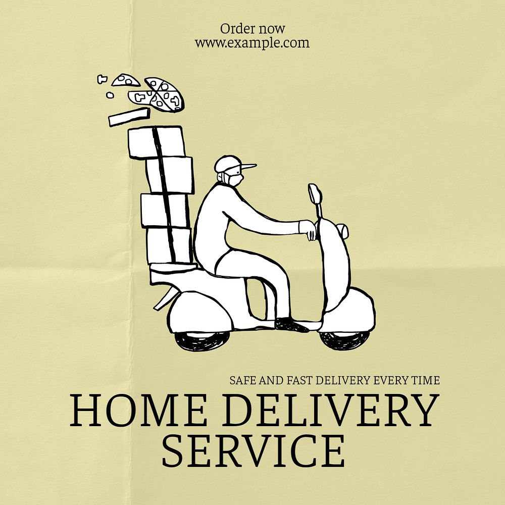 Fast food delivery Facebook post template, editable design