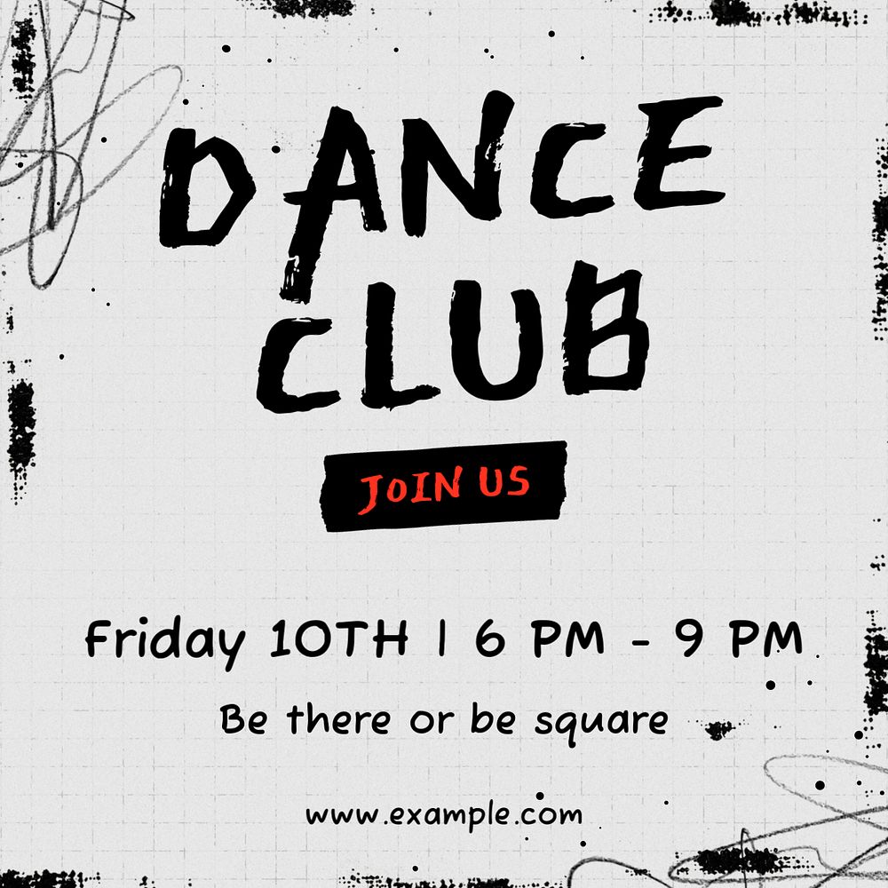 Dance club Instagram post template, editable text