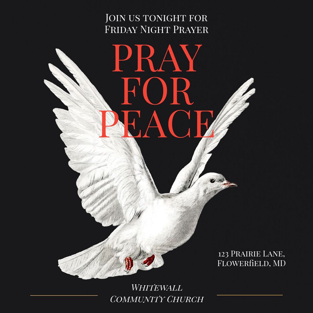 Pray for peace Facebook post template, editable design