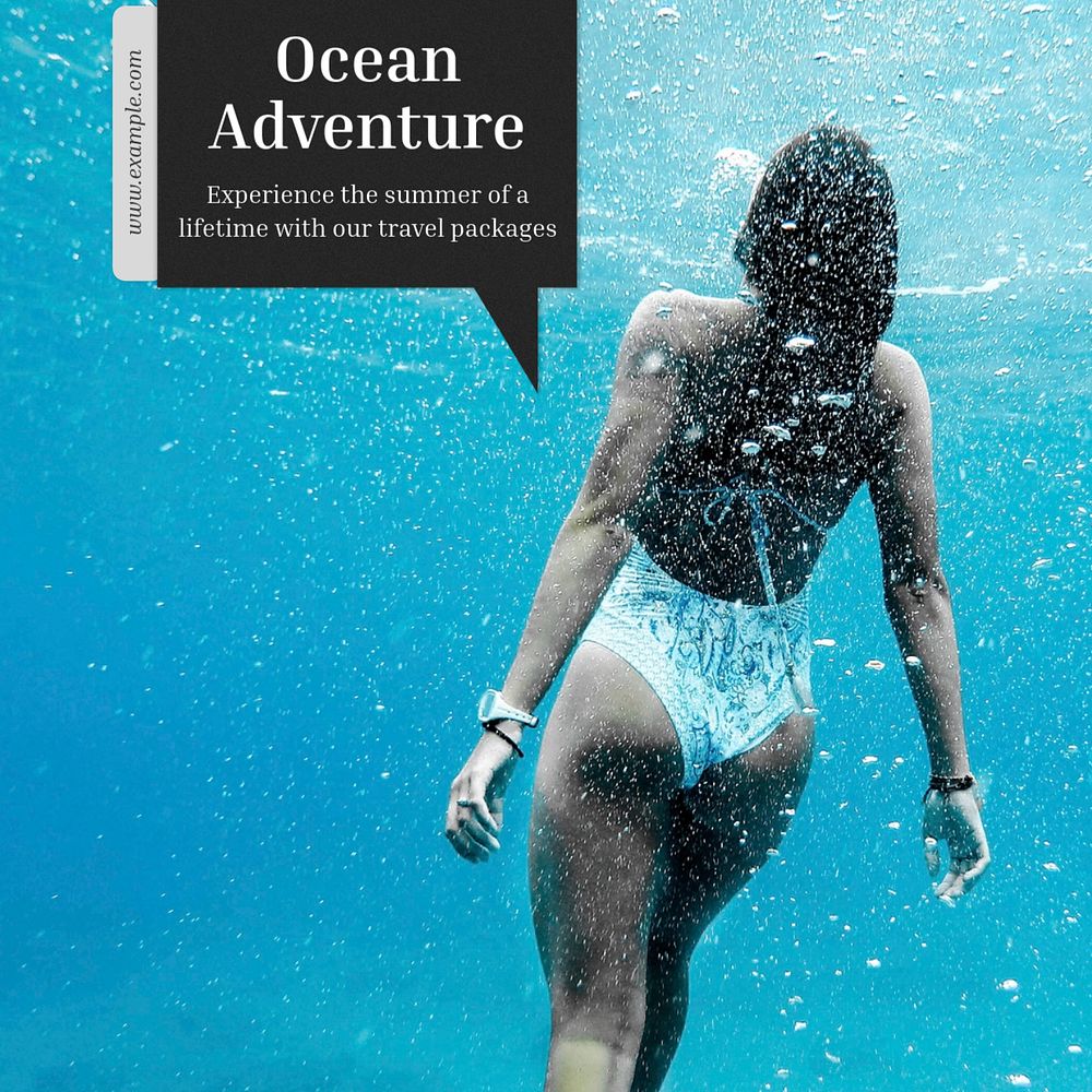 Ocean adventure Instagram post template, editable text