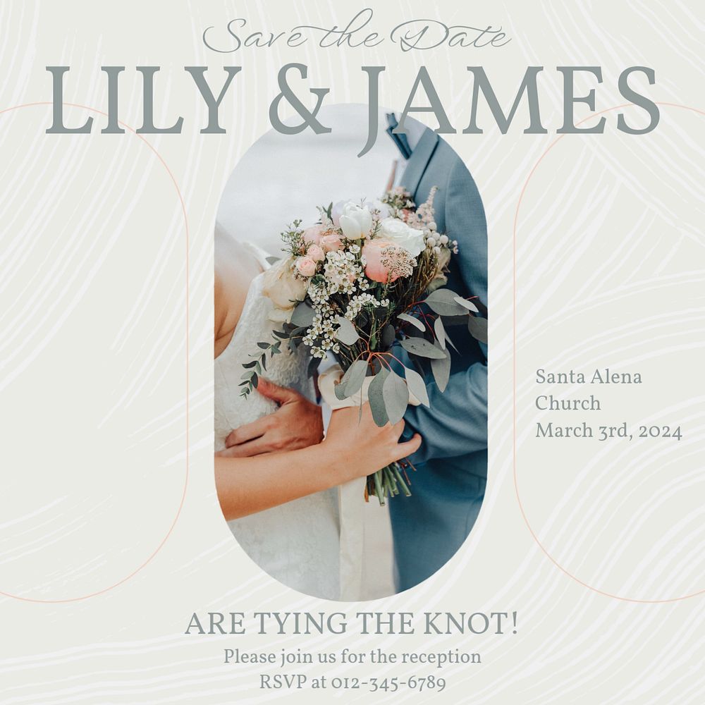 Wedding Instagram post template, editable text