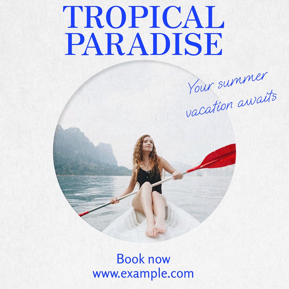 Tropical paradise Instagram post template, editable text