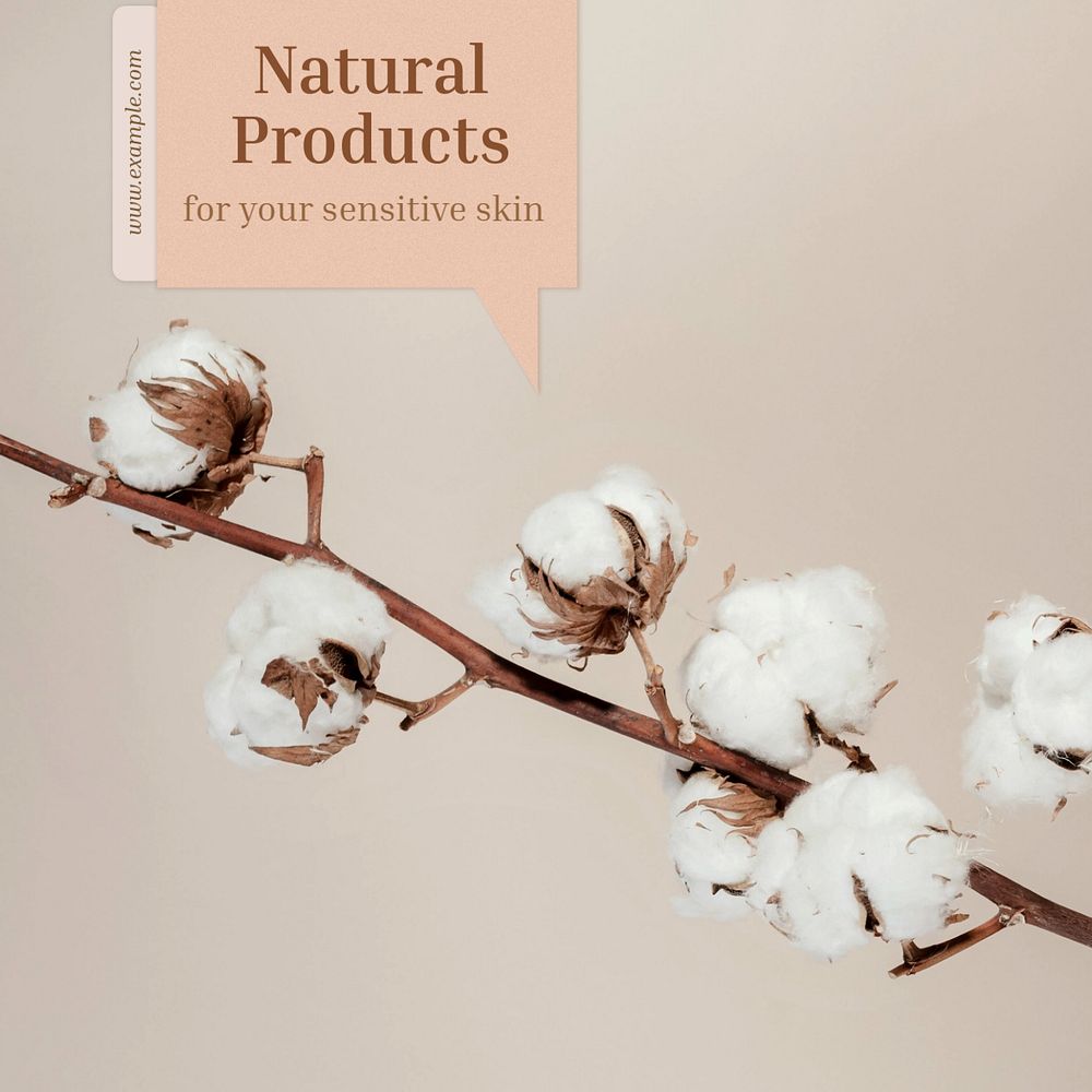 Natural skincare Instagram post template, editable text