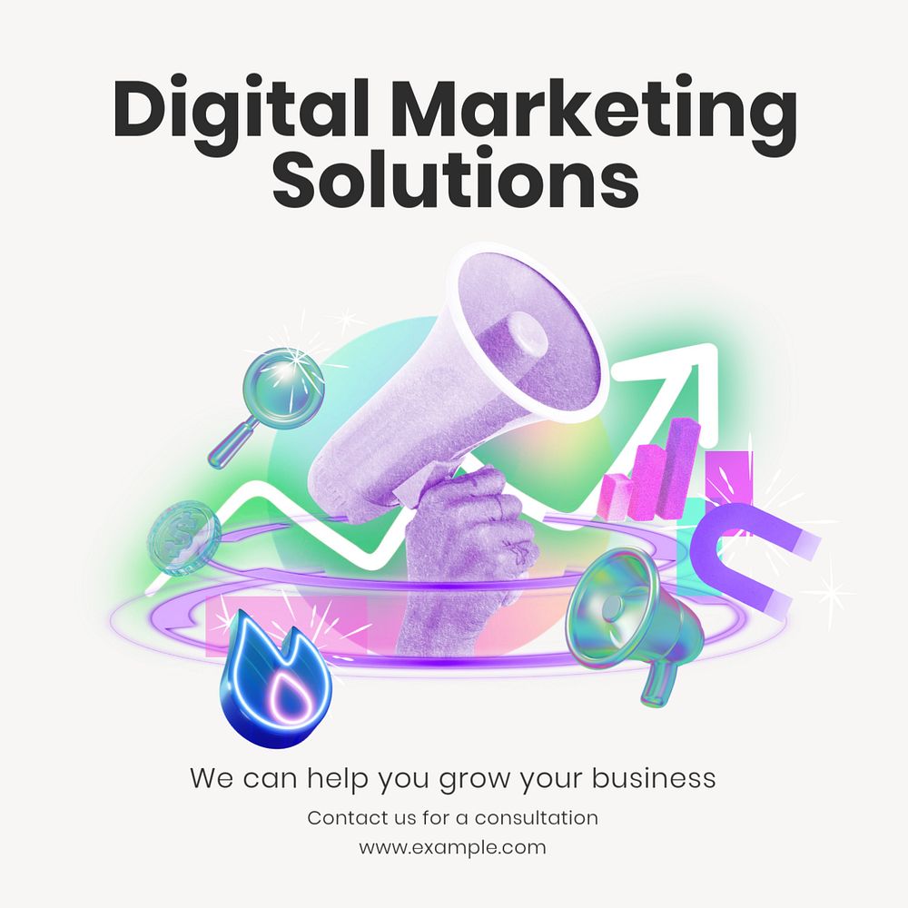 Digital marketing solutions Instagram post template, editable text