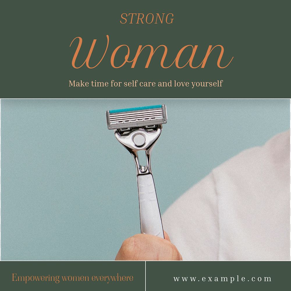 Strong woman Instagram post template, editable text