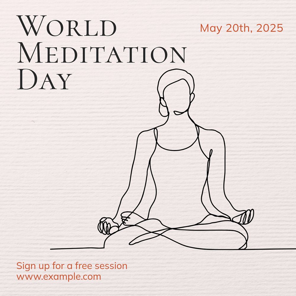 World meditation day Instagram post template, editable text