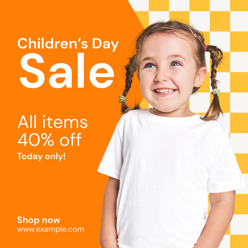 Children's day sale Instagram post template, editable text