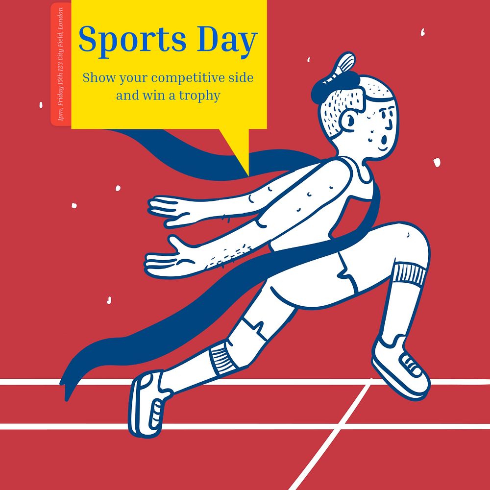 Sports day Instagram post template, editable text