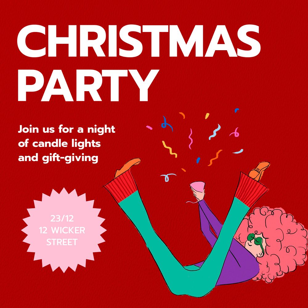 Christmas party Instagram post template, editable text