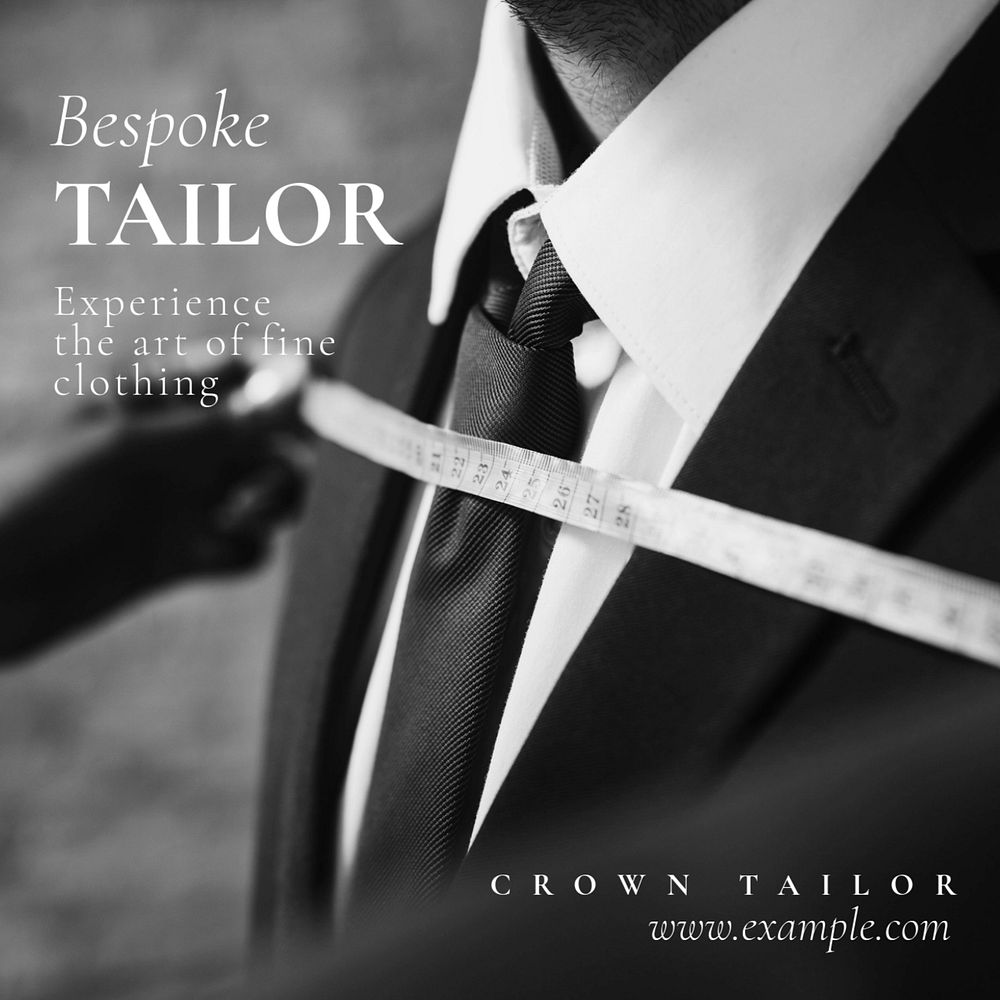 Bespoke tailor & clothing Instagram post template, editable text