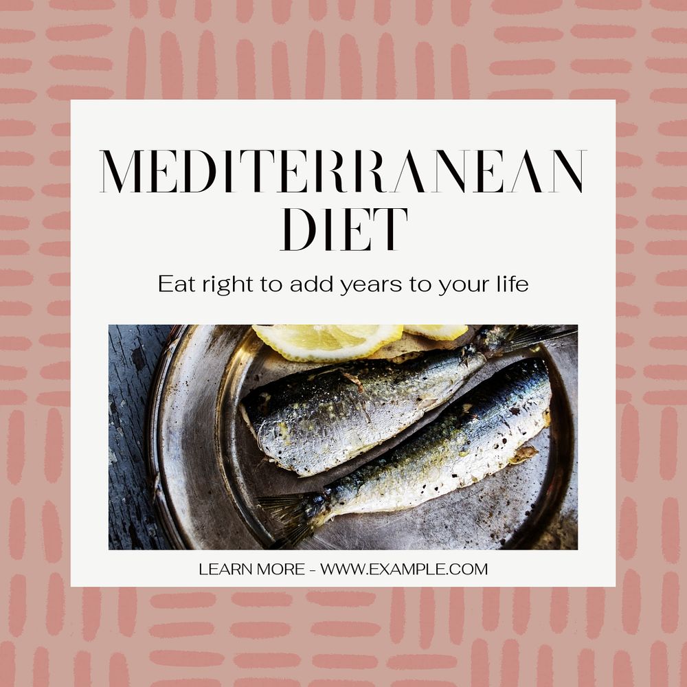 Mediterranean diet Instagram post template, editable text