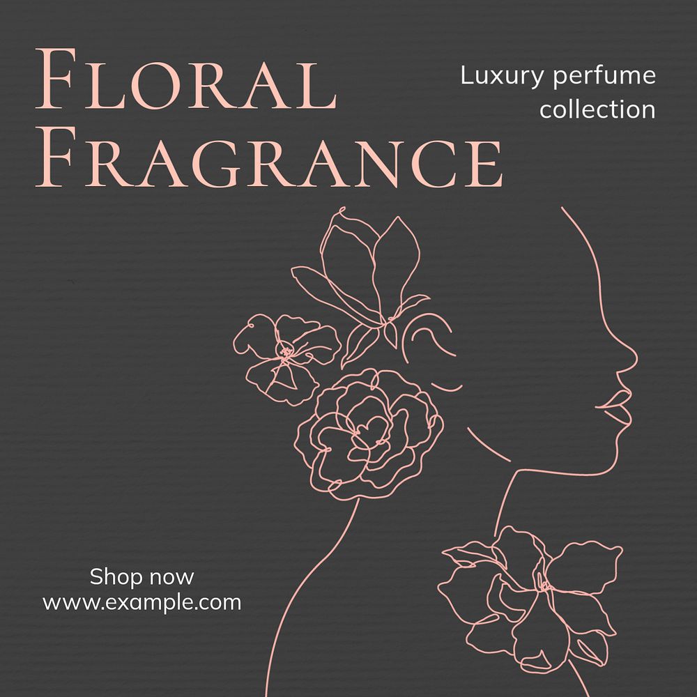 Floral fragrance Instagram post template, editable text