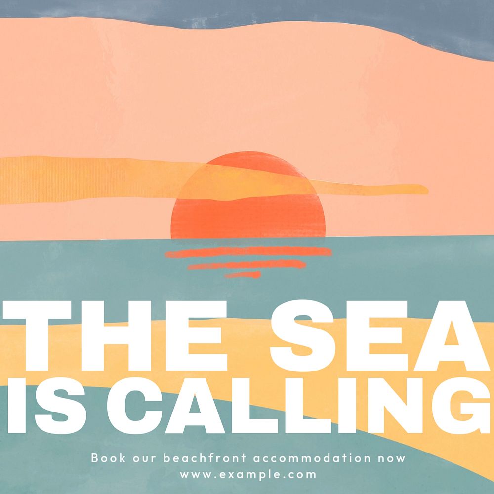 Sea is calling Instagram post template, editable text