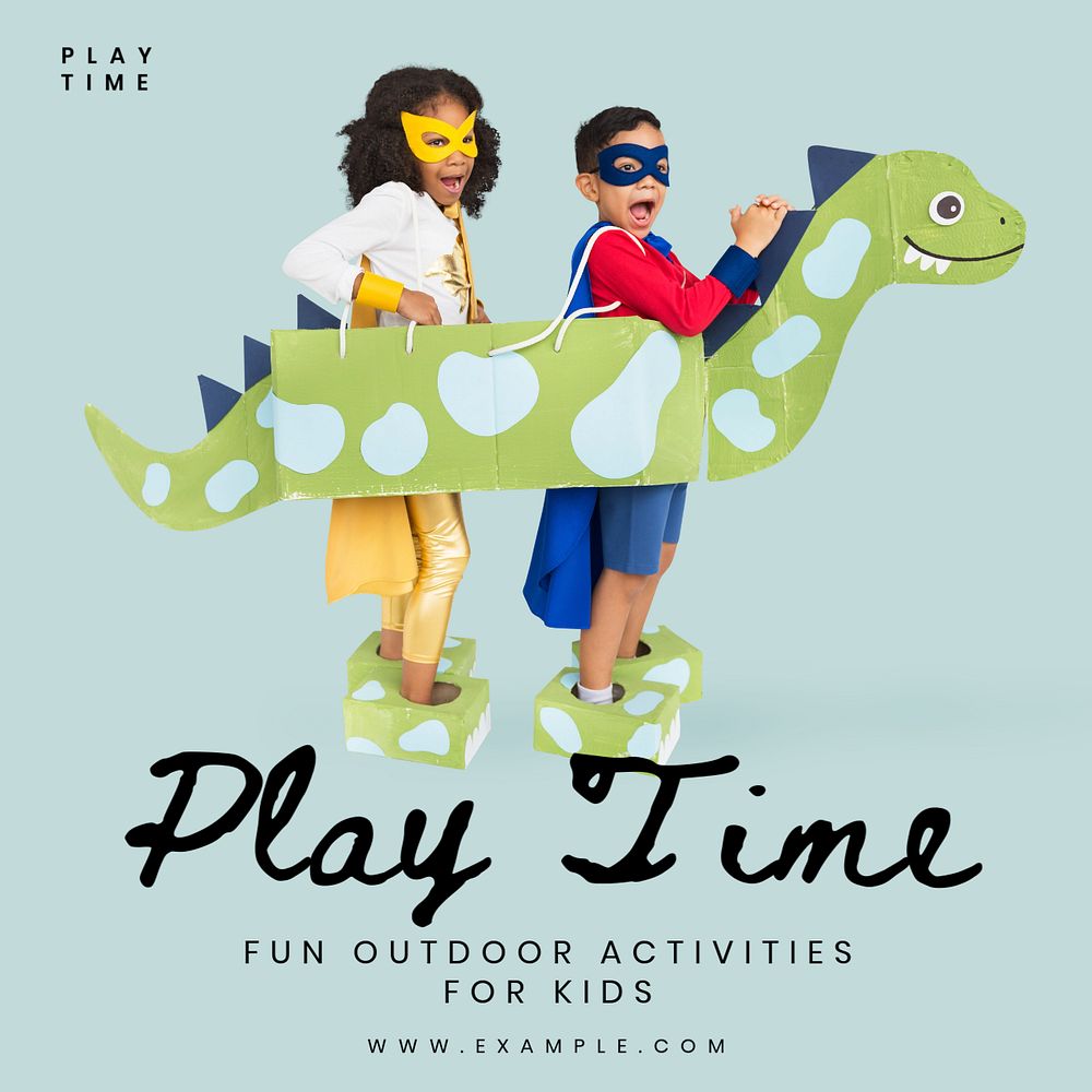 Play time Instagram post template, editable text