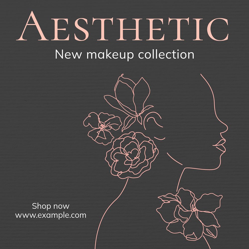 Aesthetic makeup Instagram post template, editable text