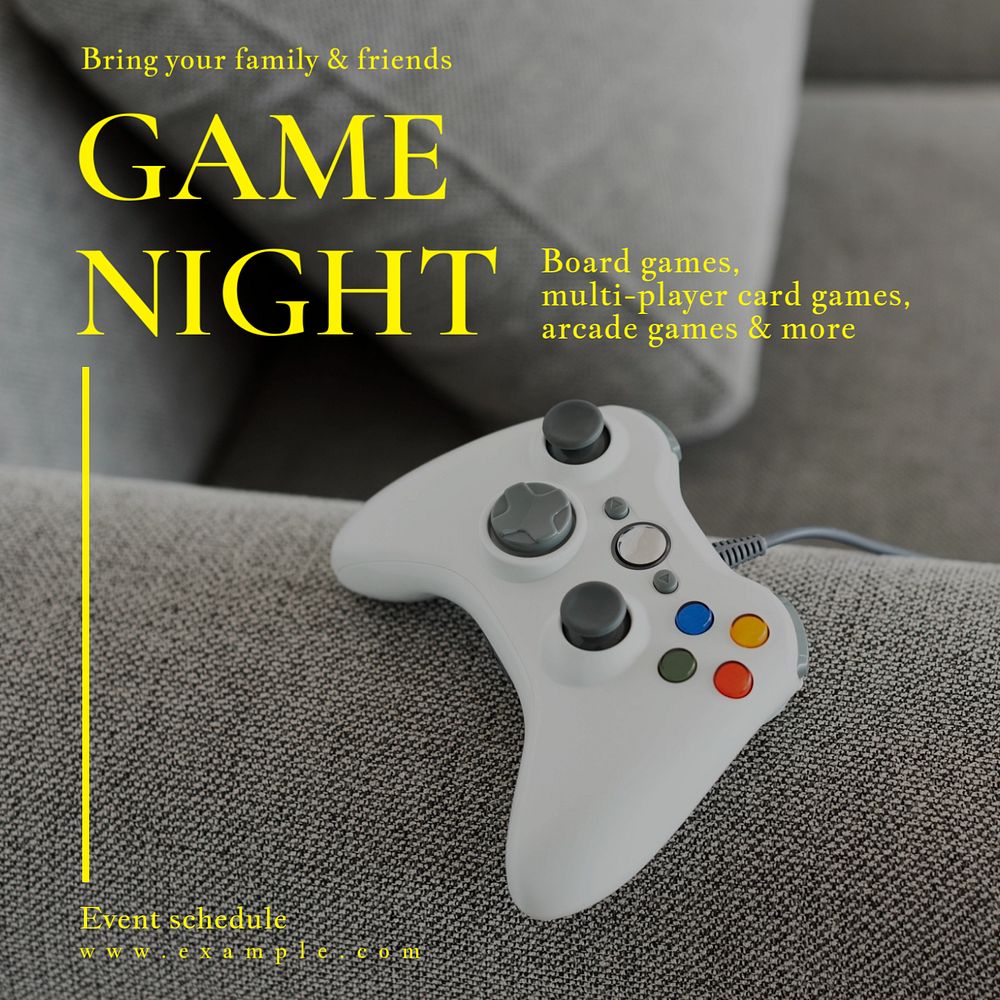 Game night Instagram post template, editable text