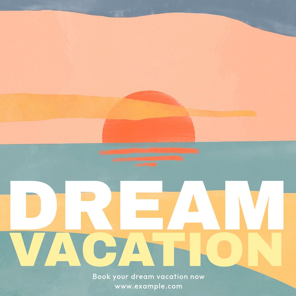 Dream vacation Instagram post template, editable text