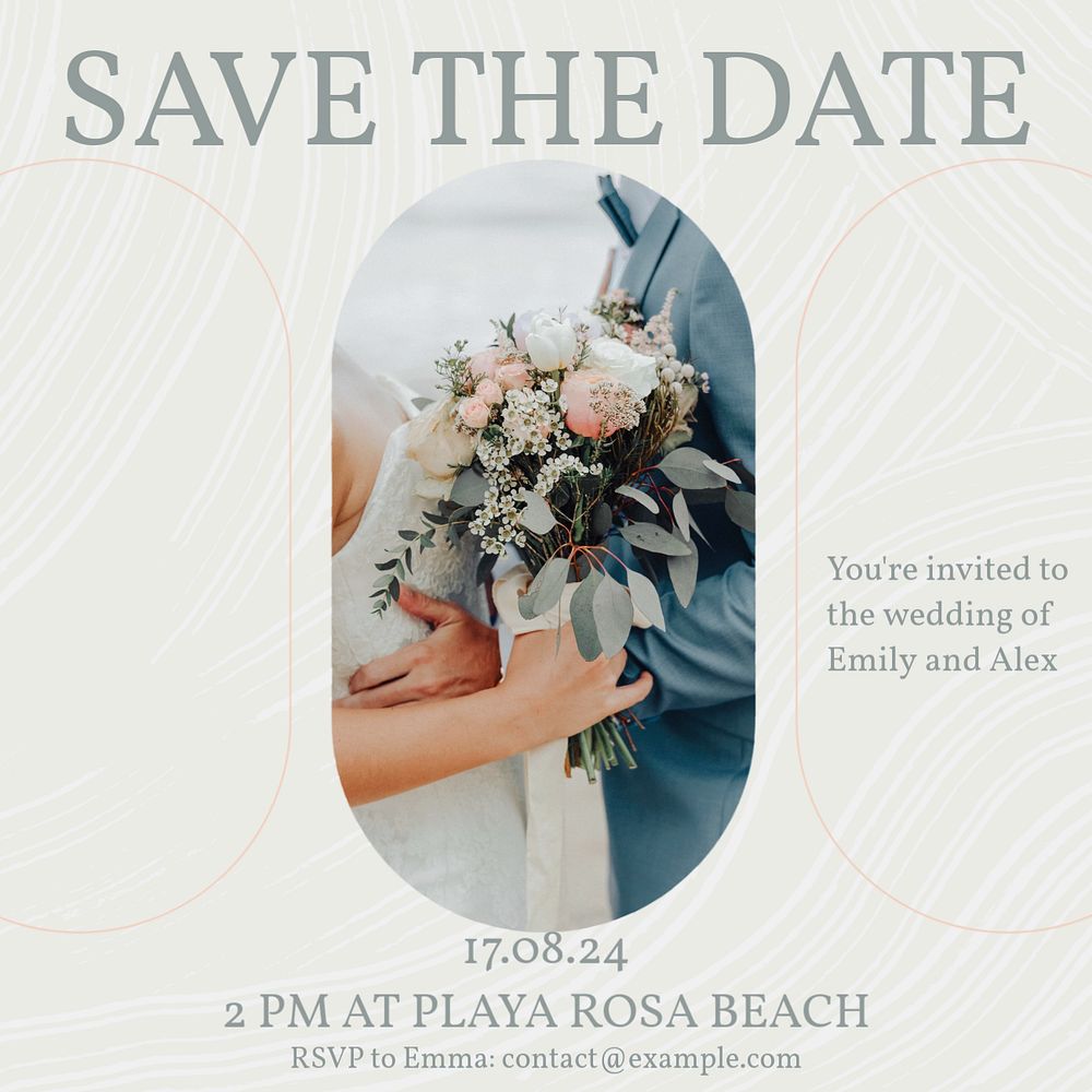 Save the date Instagram post template, editable text