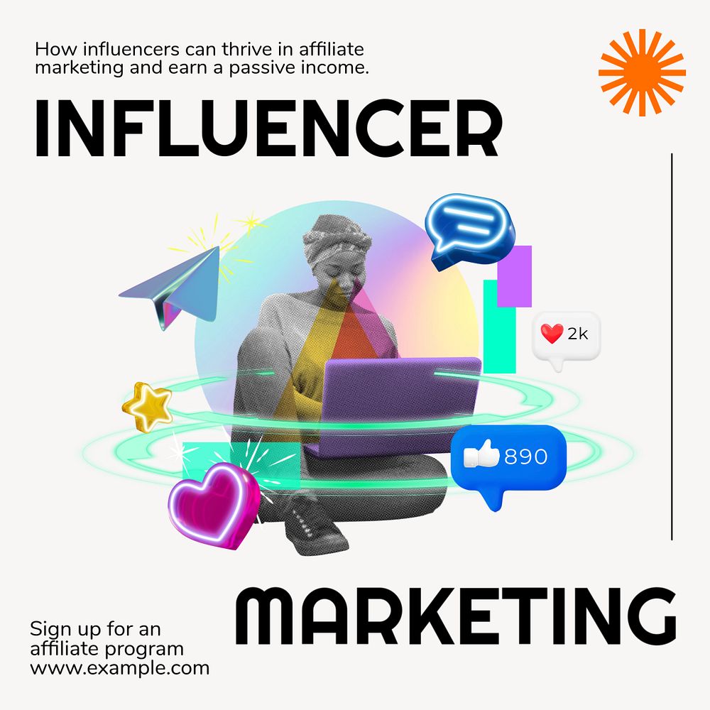 Influencer marketing Instagram post template, editable text