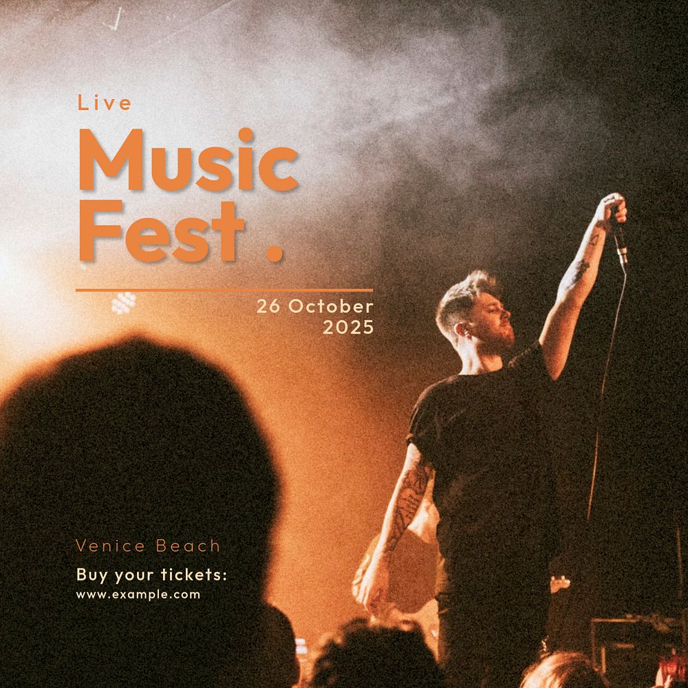 Music festival Instagram post template, editable text