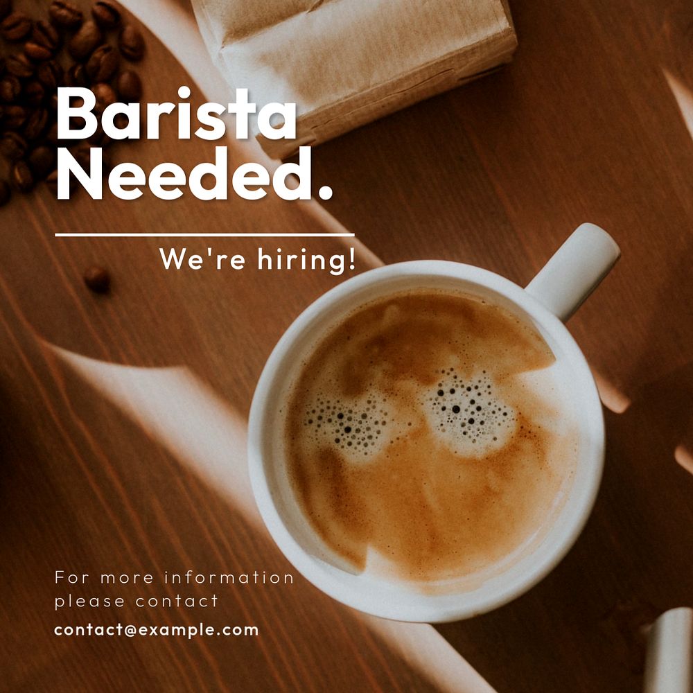 Barista needed Instagram post template, editable text