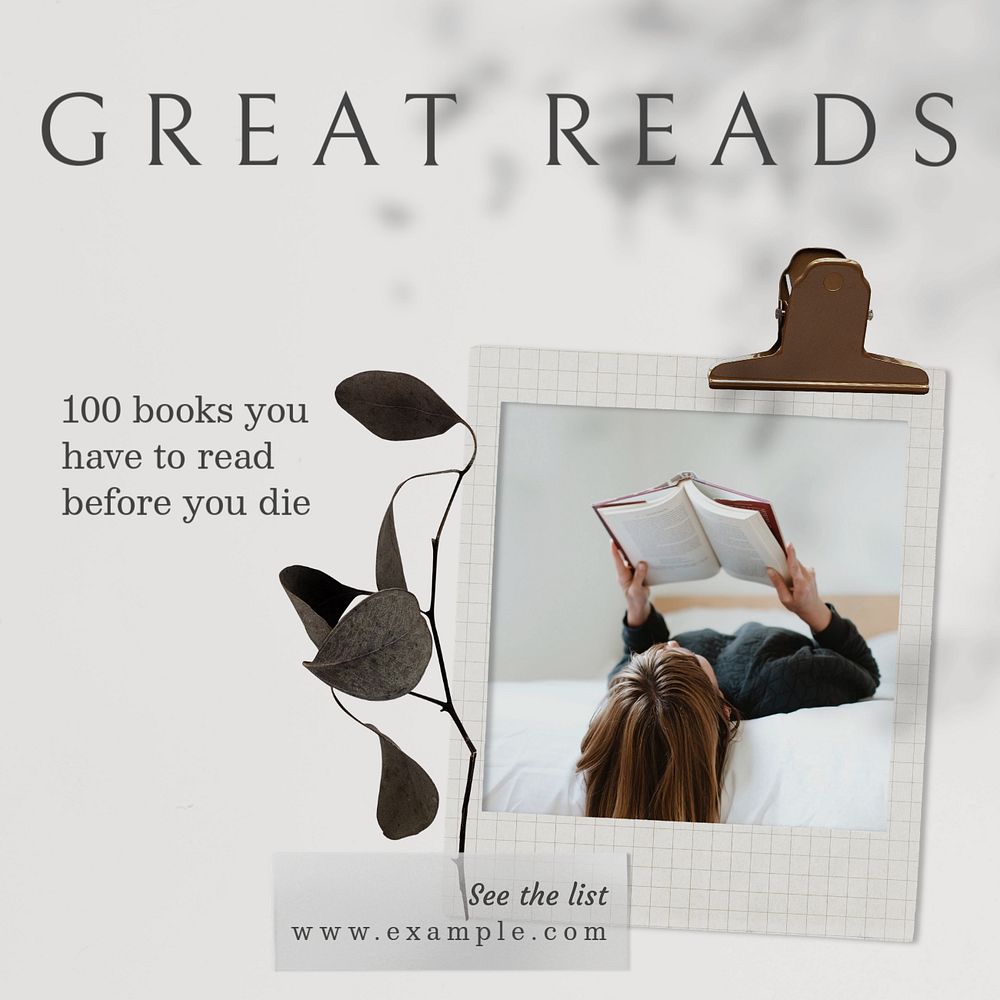 Great reads Instagram post template, editable text