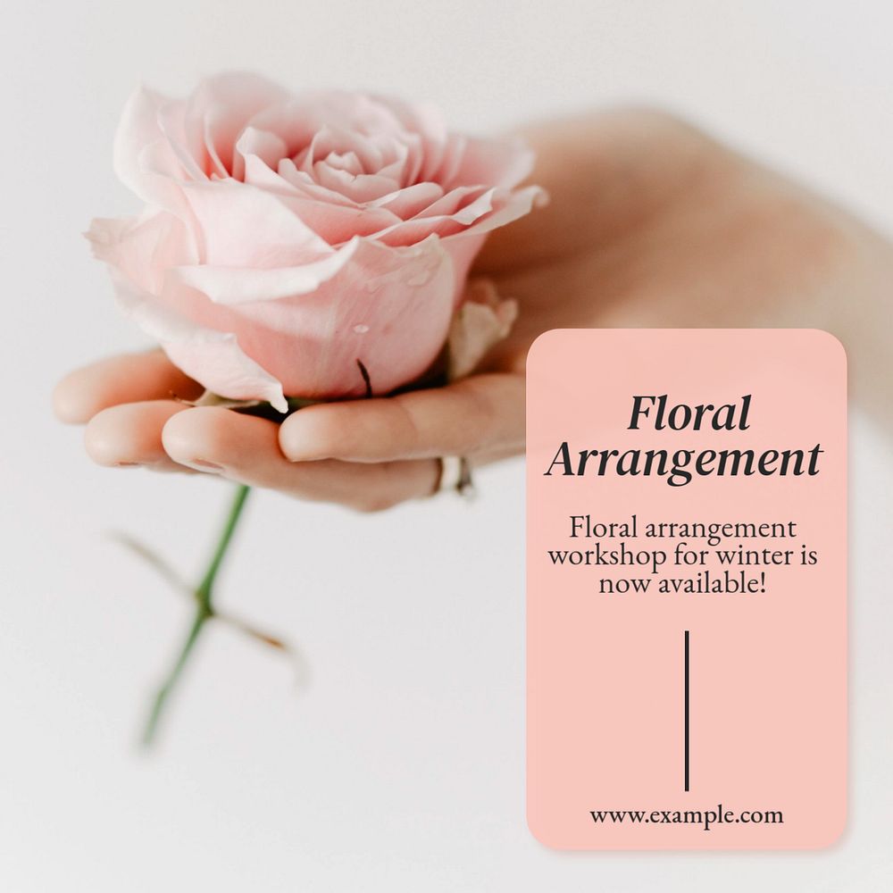 Floral arrangement Instagram post template, editable text