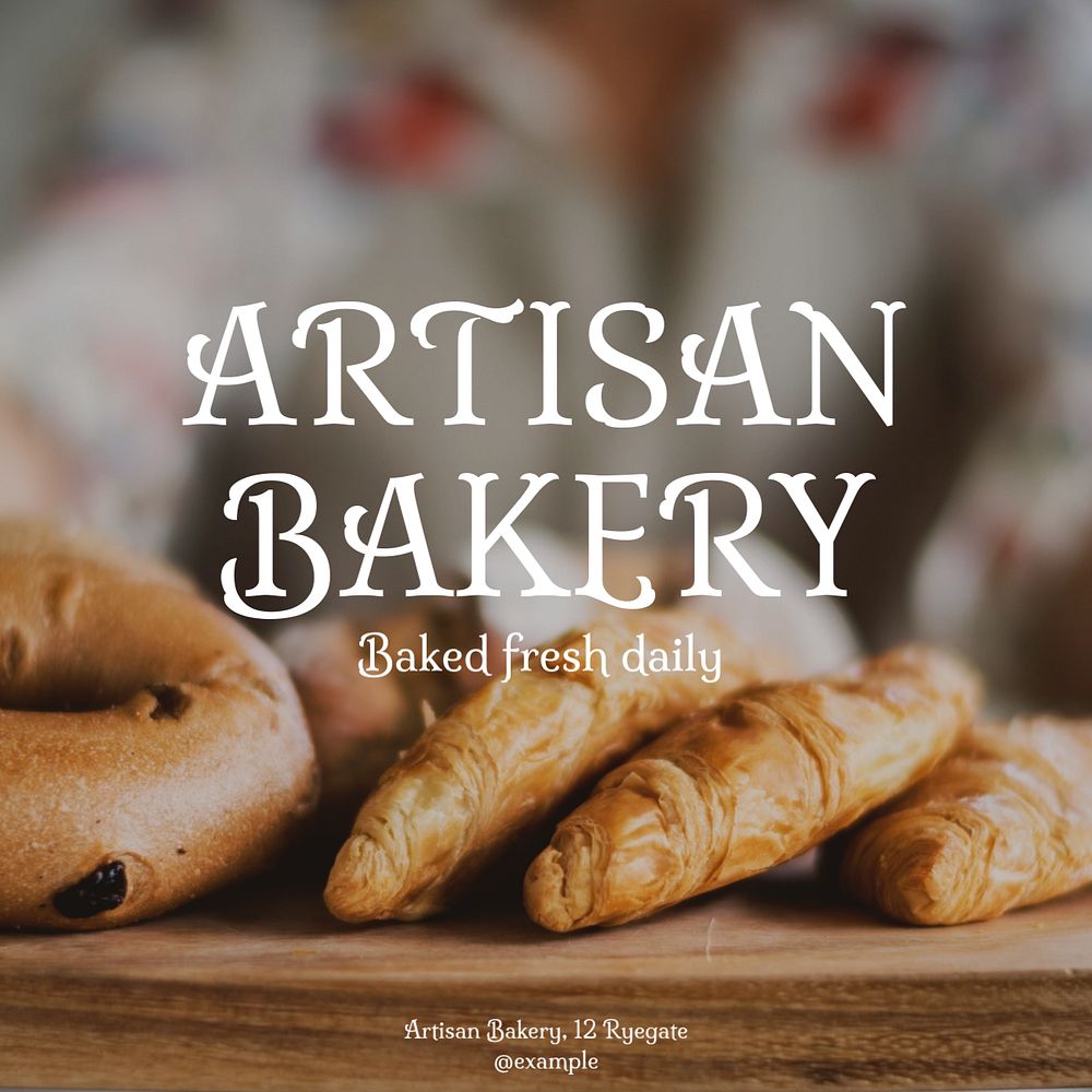 Artisan bakery Instagram post template, editable text