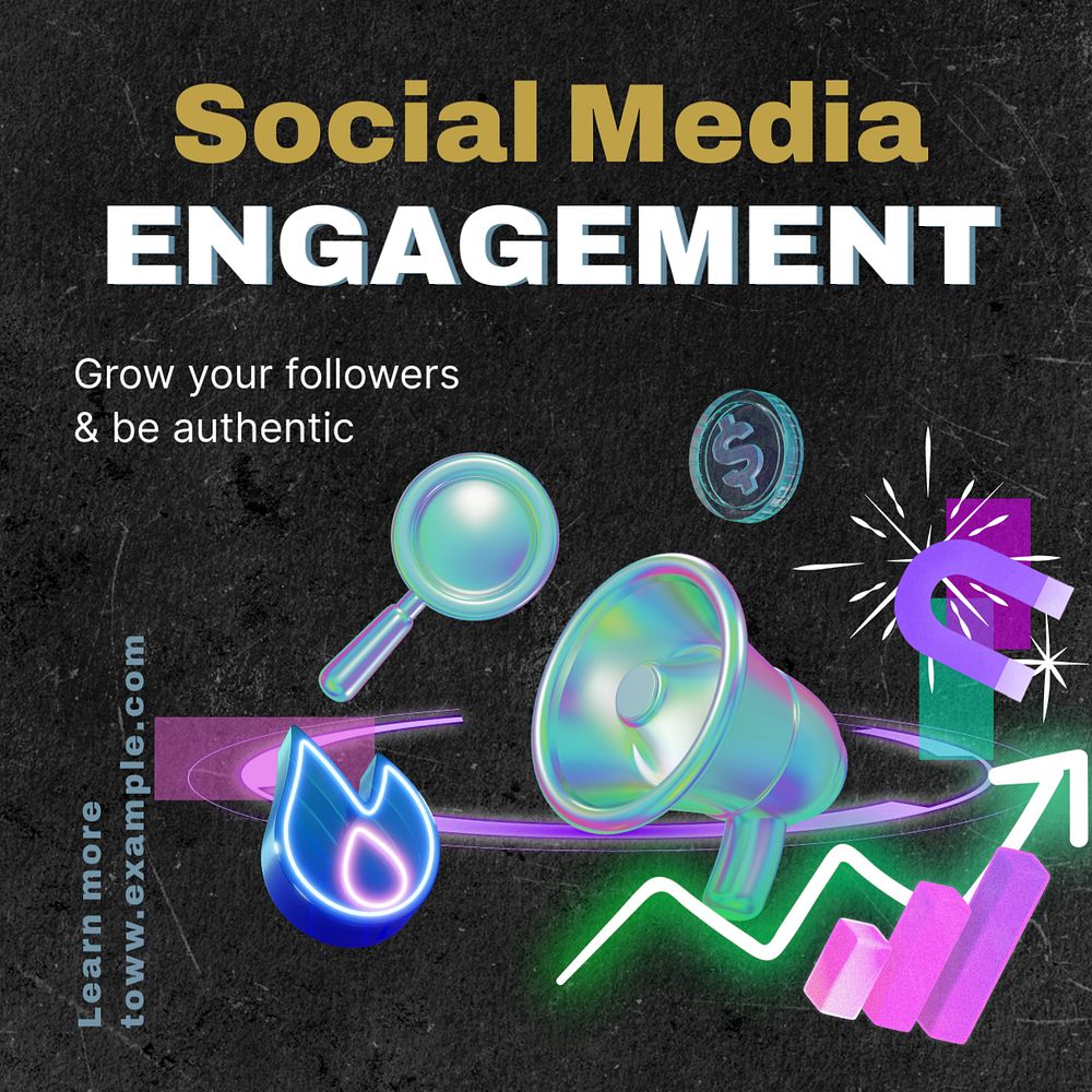 Social media engagement Instagram post template, editable text