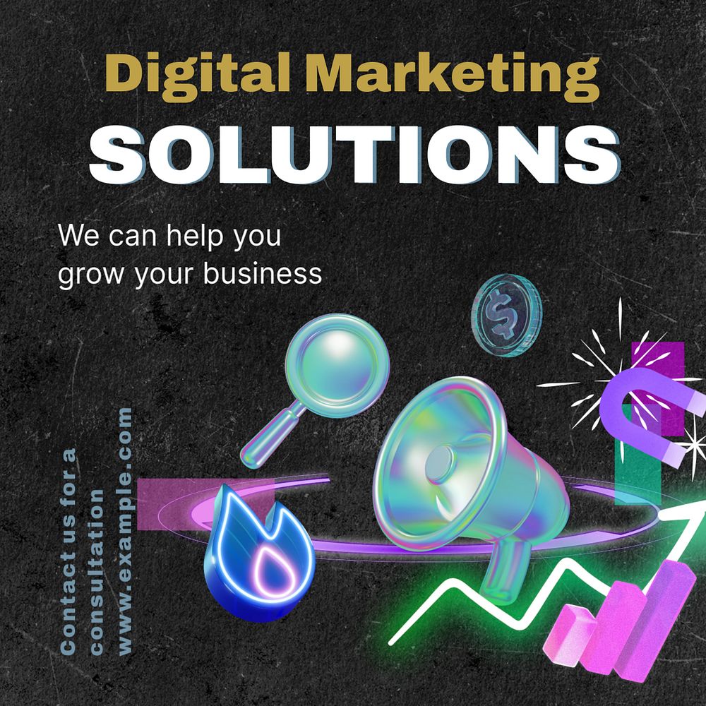 Digital marketing solutions Instagram post template, editable text