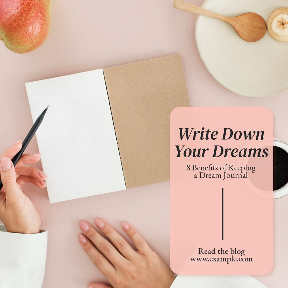 Dream journal Instagram post template, editable text