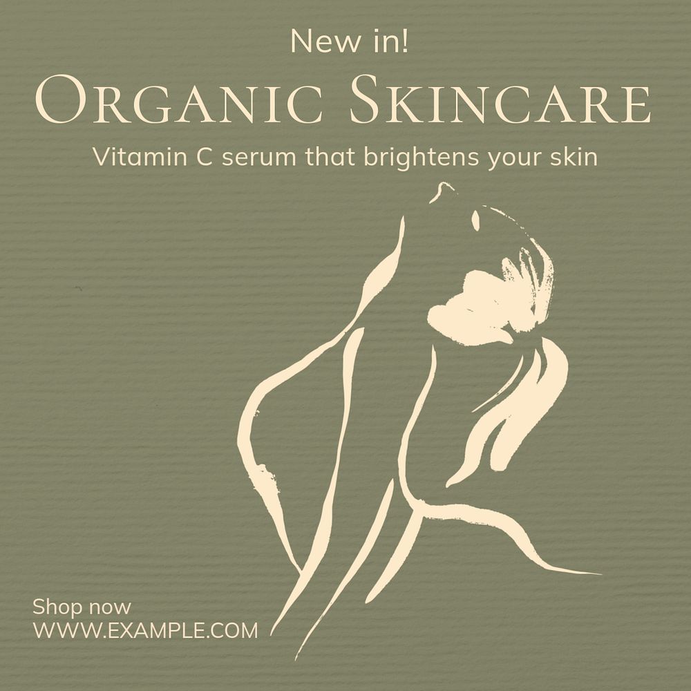 Organic skincare Instagram post template, editable text