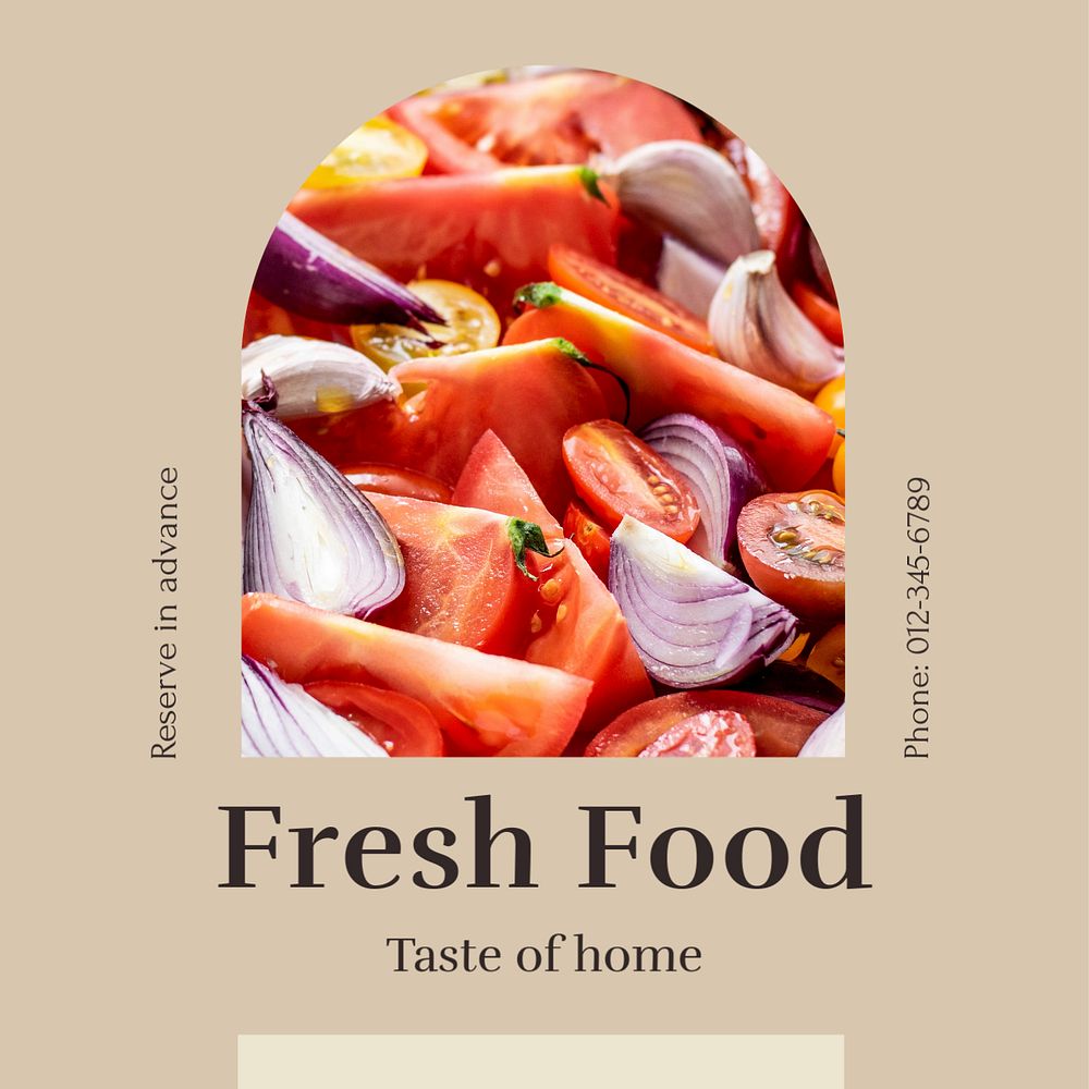 Fresh food Instagram post template, editable text