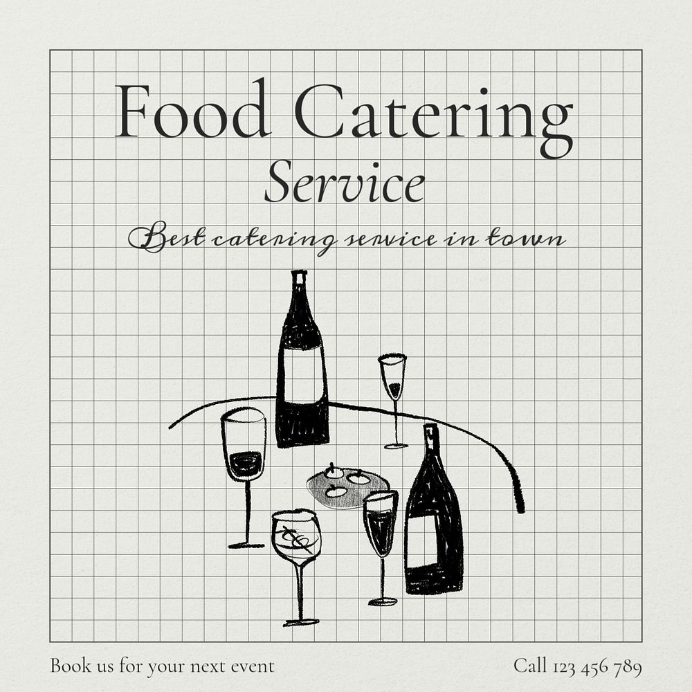 Food Catering Service Instagram post template, editable text