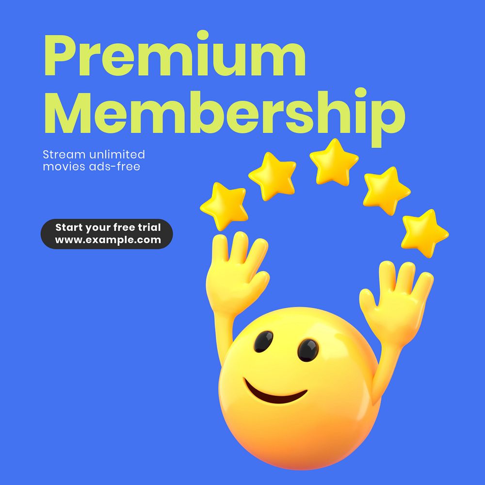 Premium membership Instagram post template, editable text