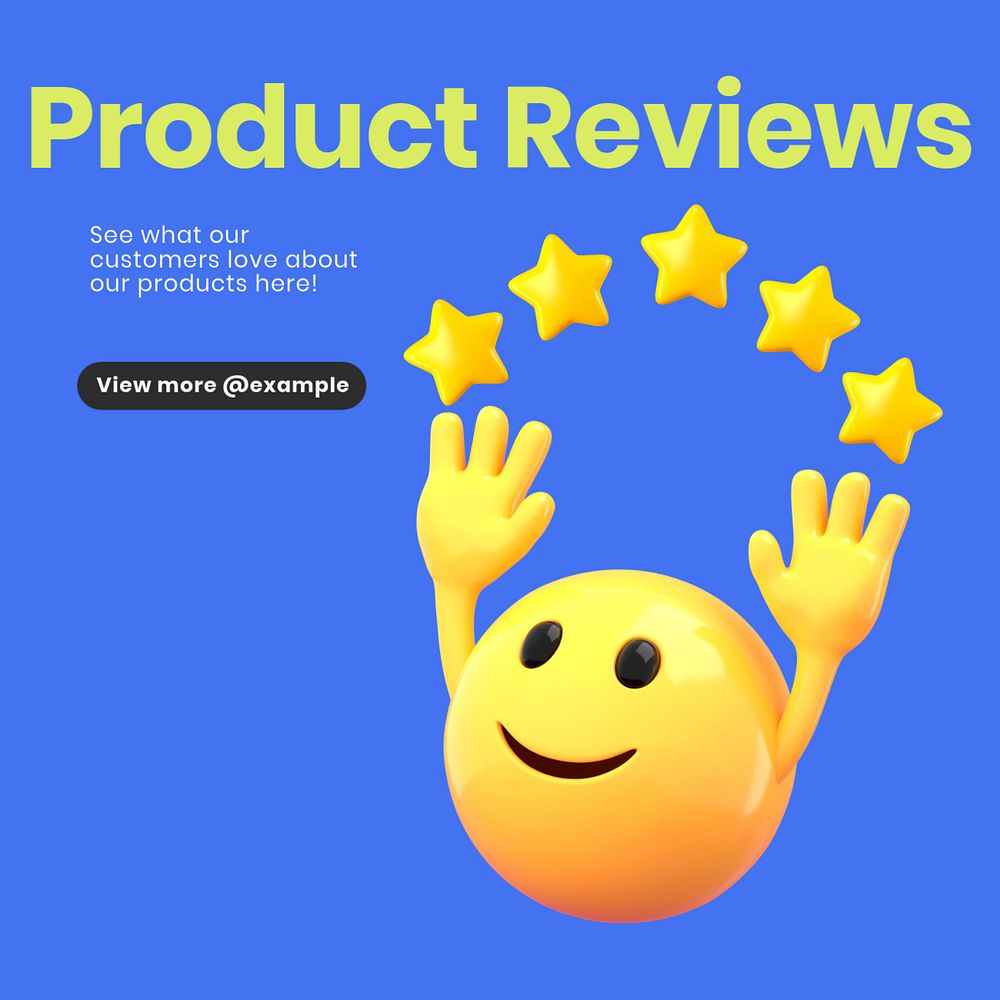 Product reviews Instagram post template, editable text