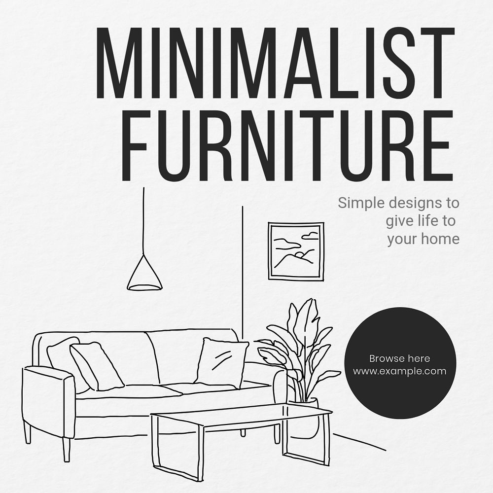 Minimalist furniture Instagram post template, editable text