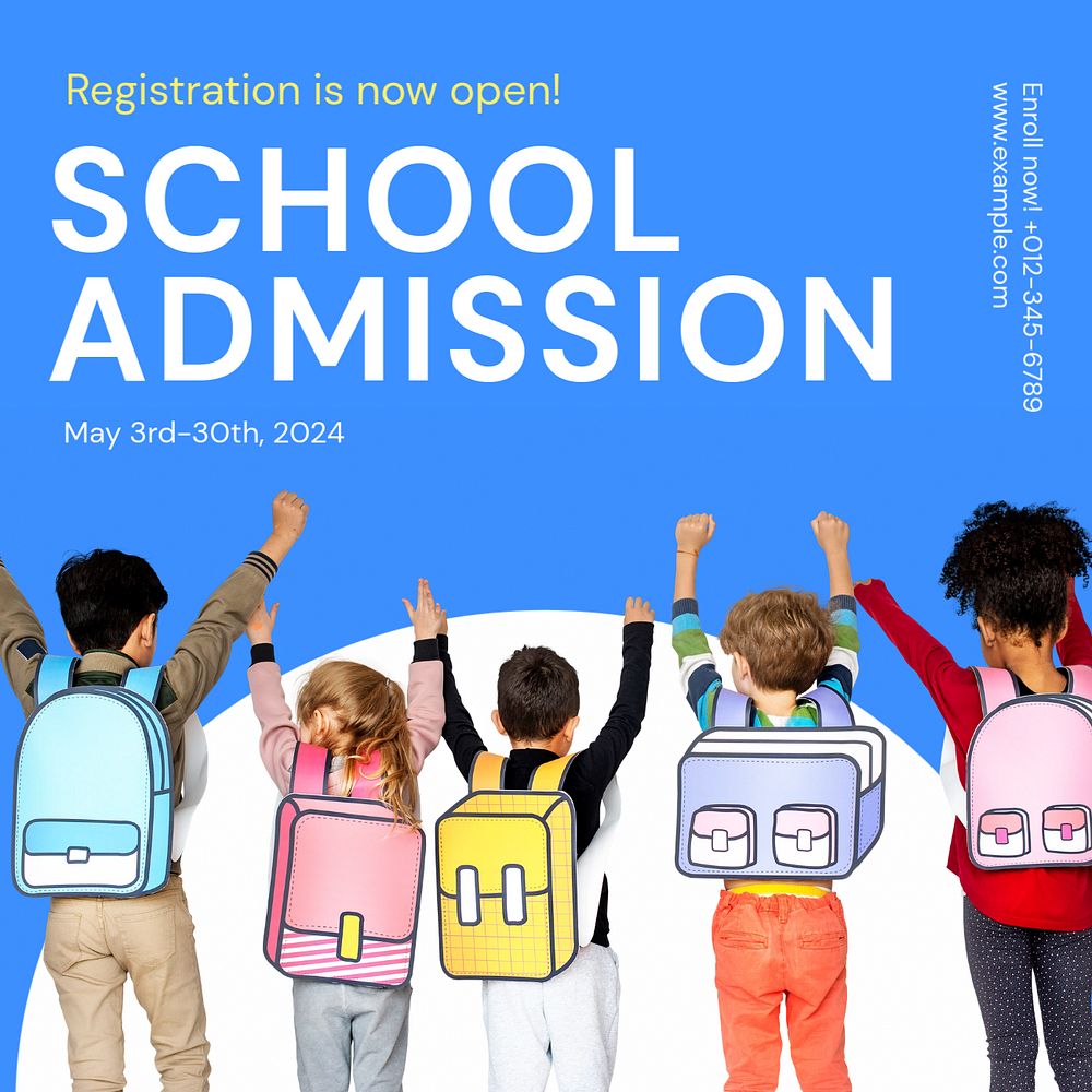 School admission Instagram post template, editable text