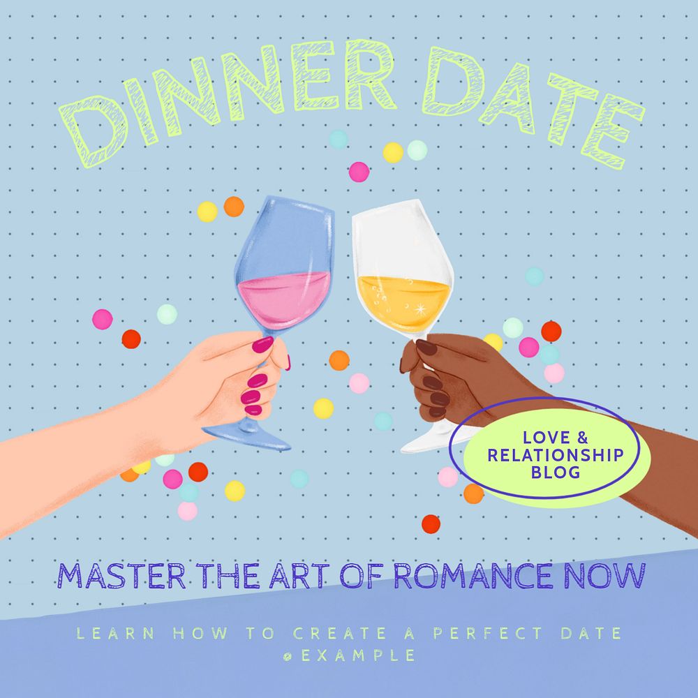 Dinner date Instagram post template, editable text